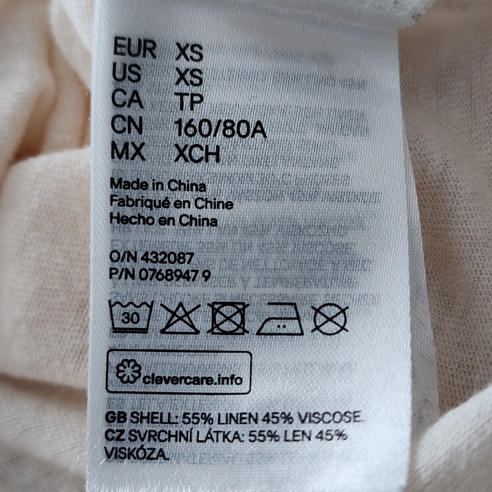 H&M Linen Blend Cardigan Womens XS Cream Cropped Fairy Natural Bridal Neutral - Picture 7 of 15